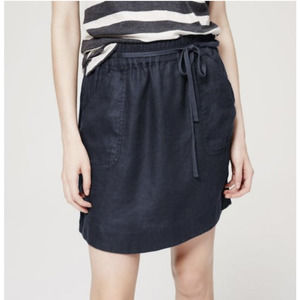 Loft Blue Linen Drawstring Paperbag Waist Skirt M